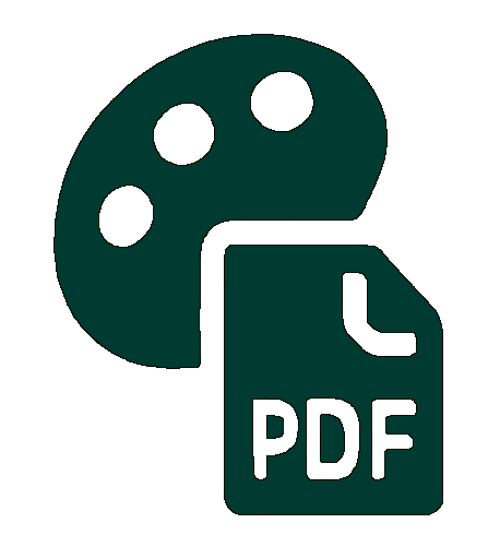 Icon of a color palette and a PDF document.
