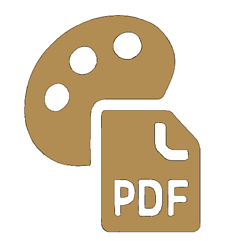 Paint palette icon with a PDF file symbol