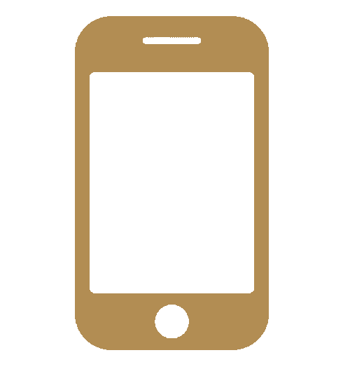 Illustration of a smartphone in brown color with a black screen.