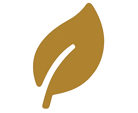 Goldish-brown leaf icon on black background