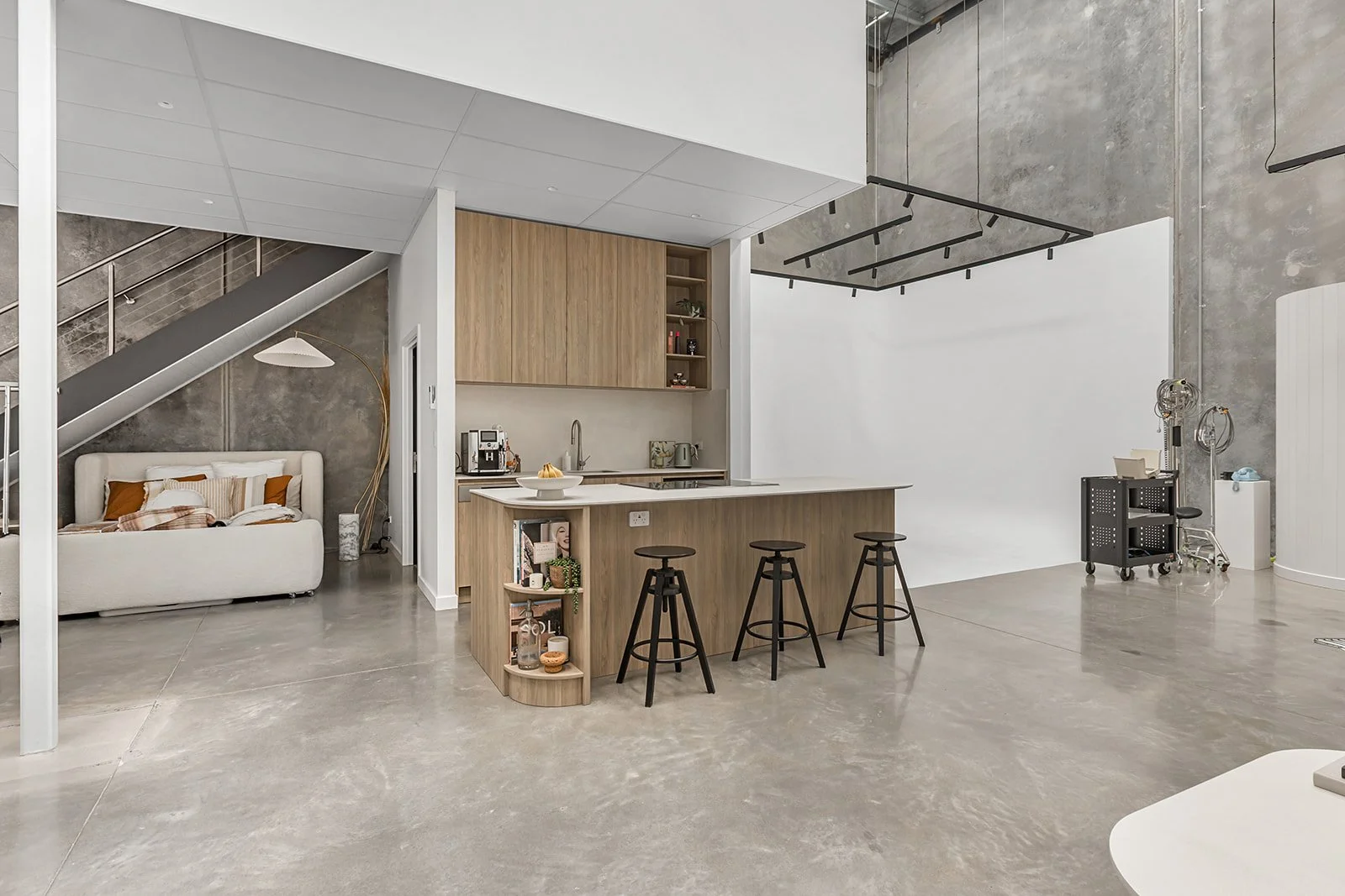 Lifestyle area with a moveable bed