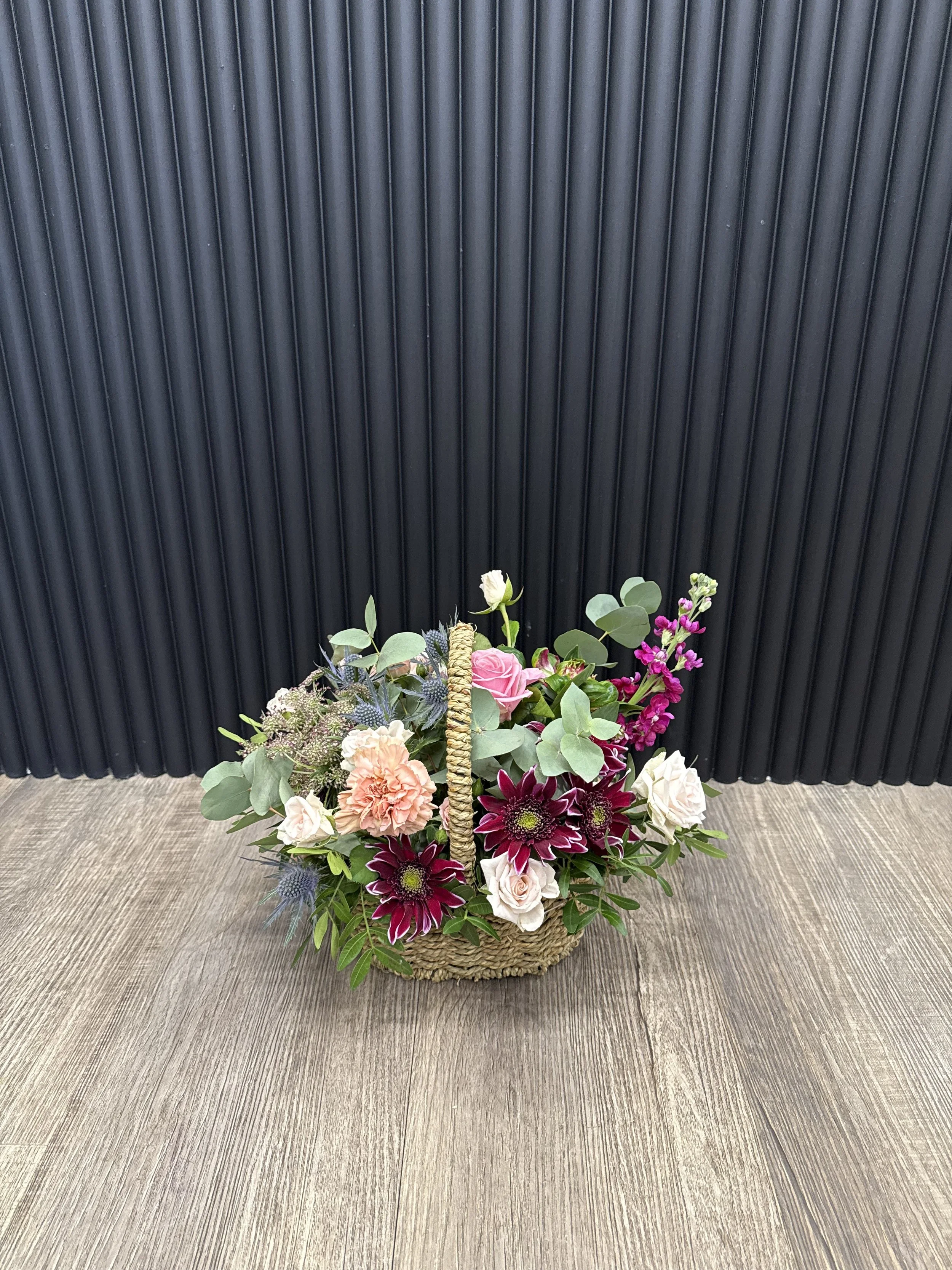 Raspberry Rush Basket Arrangement