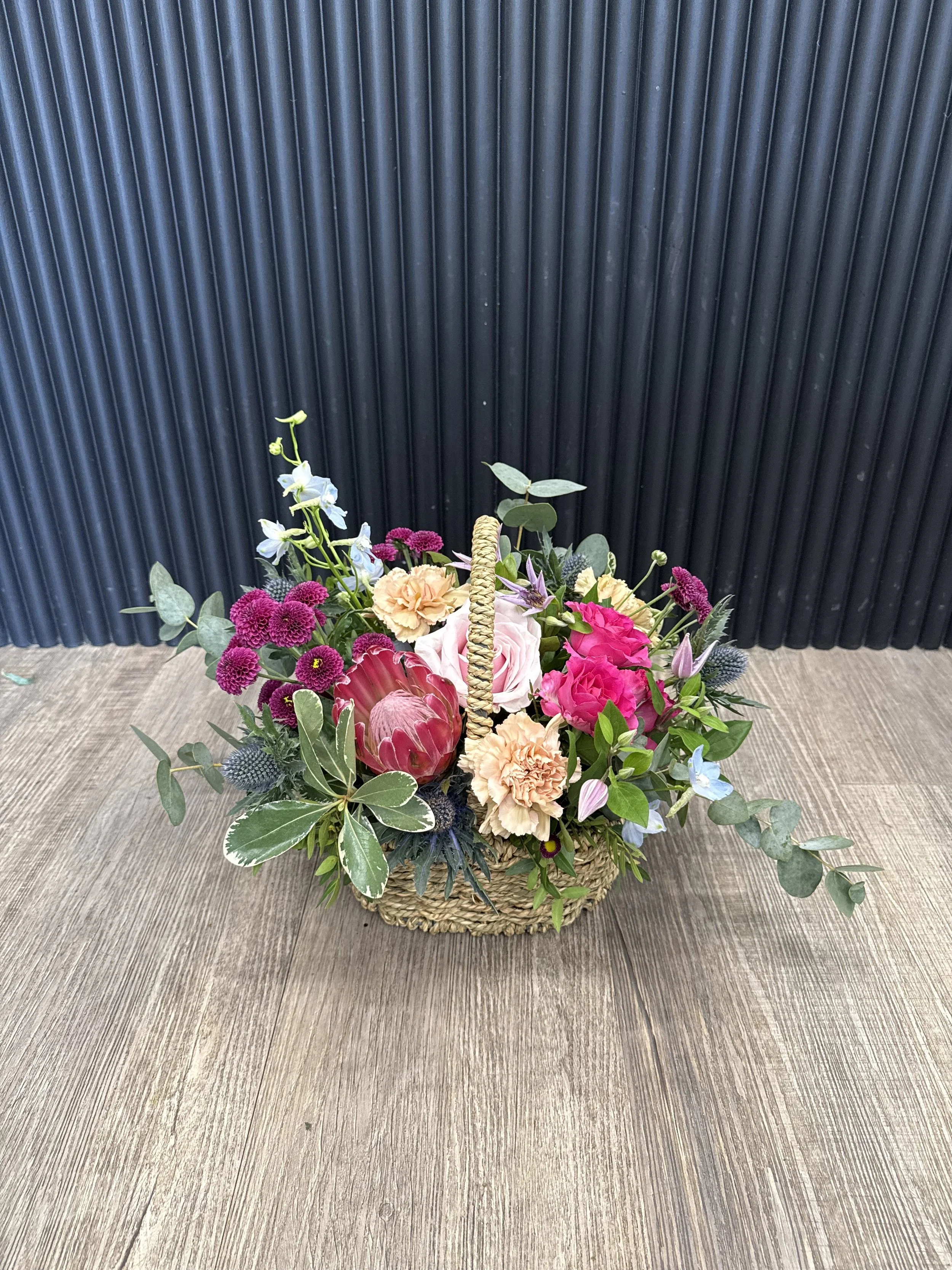 Raspberry Rush Basket Arrangement