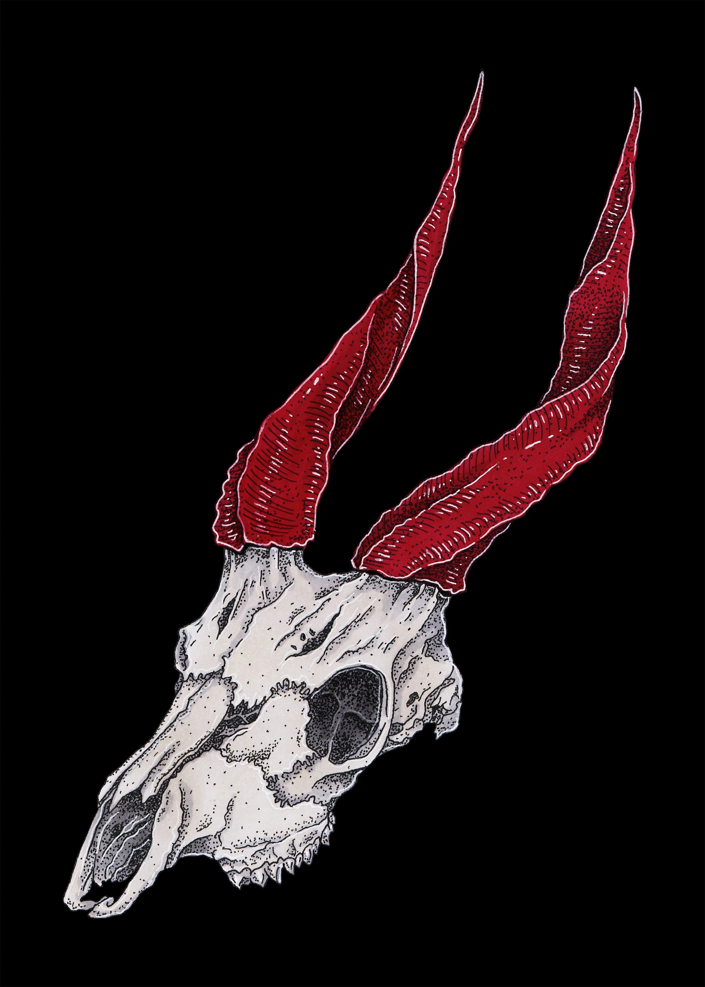 Horned Print (Crimson)