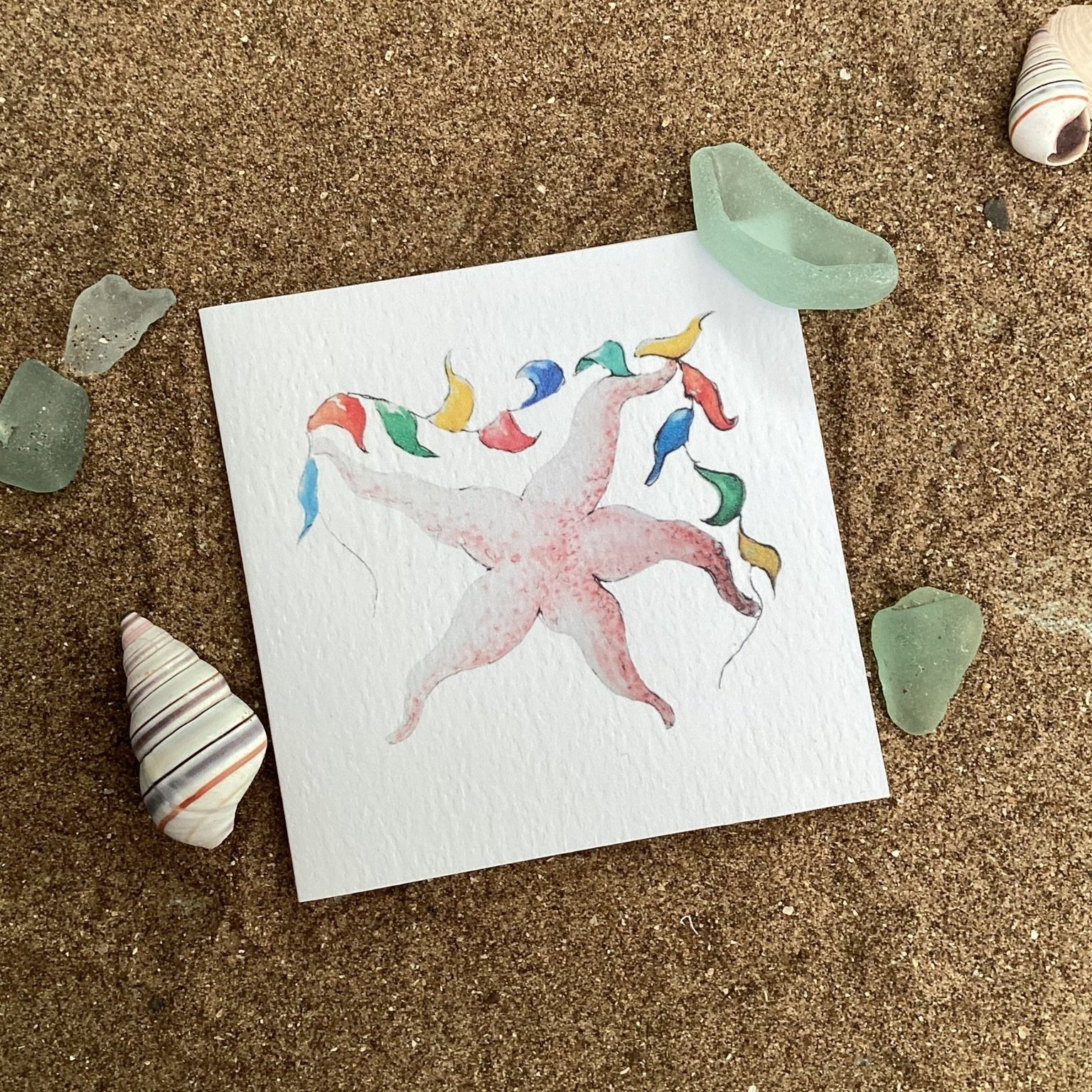 Starfish Bunting Square Card