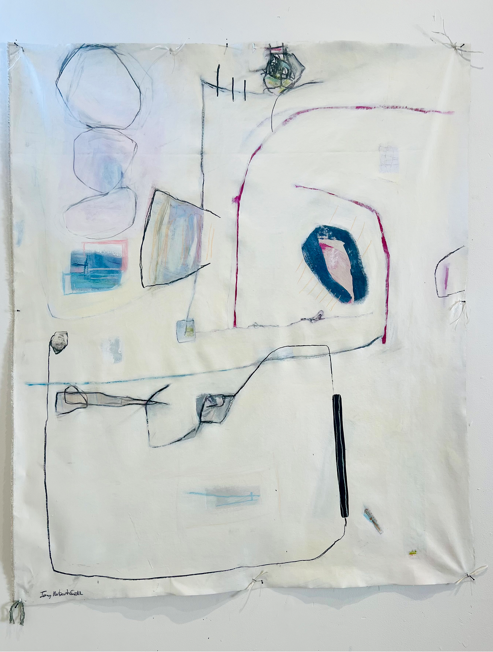 'No time to turn at beauty's glance, and watch her feet, how they can dance'. 2024
Mixed media on canvas
127cms x 105cms
Chateau Orquevaux collection, France.