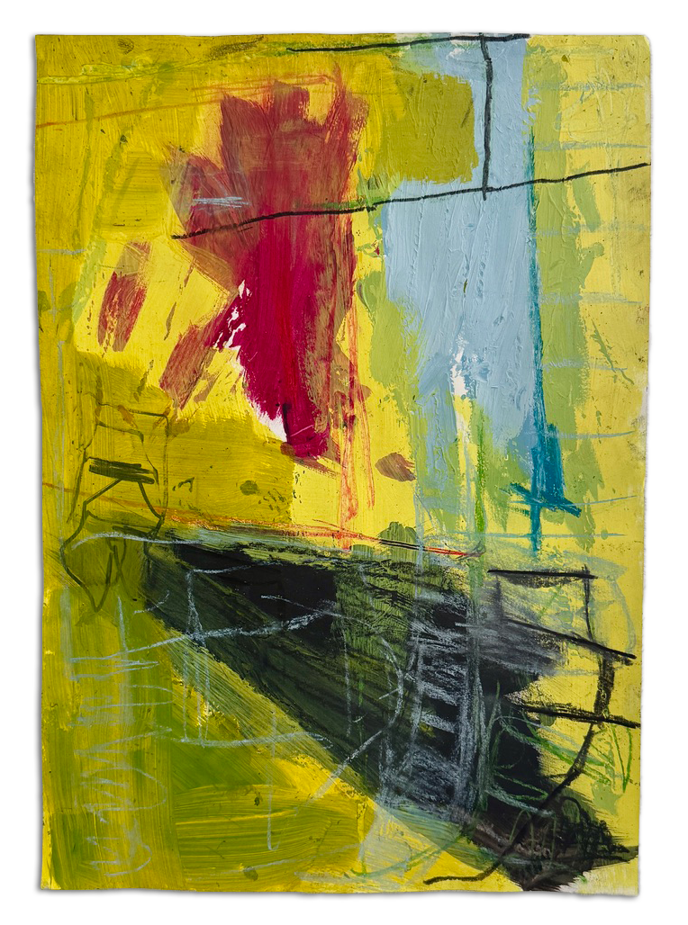 Far side of the morning 2023
Mixed media on paper
55cms x  41.5cms x 3cms  (framed)