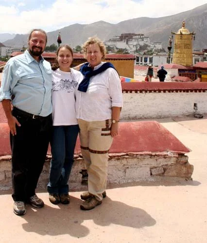 In Tibet with the Potala Palace in the distance