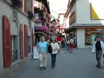 Gitty and Jyl strolling through downtown Zermatt, Switzerland