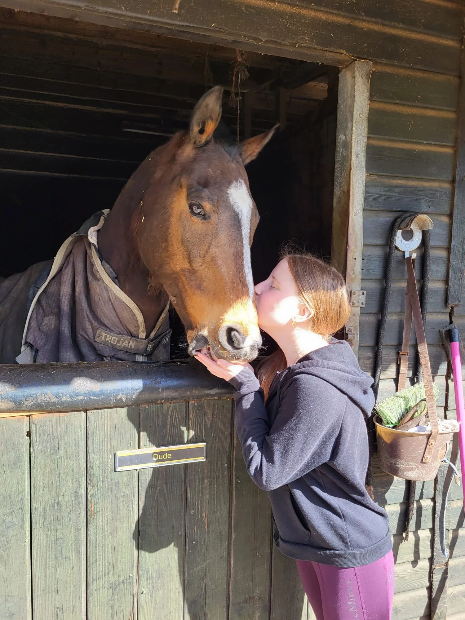 Megan at epsom riding school with dude polo pony