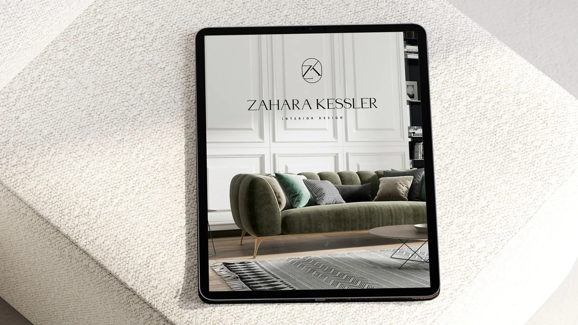 Interior branding concept featuring clean lines and luxury tones