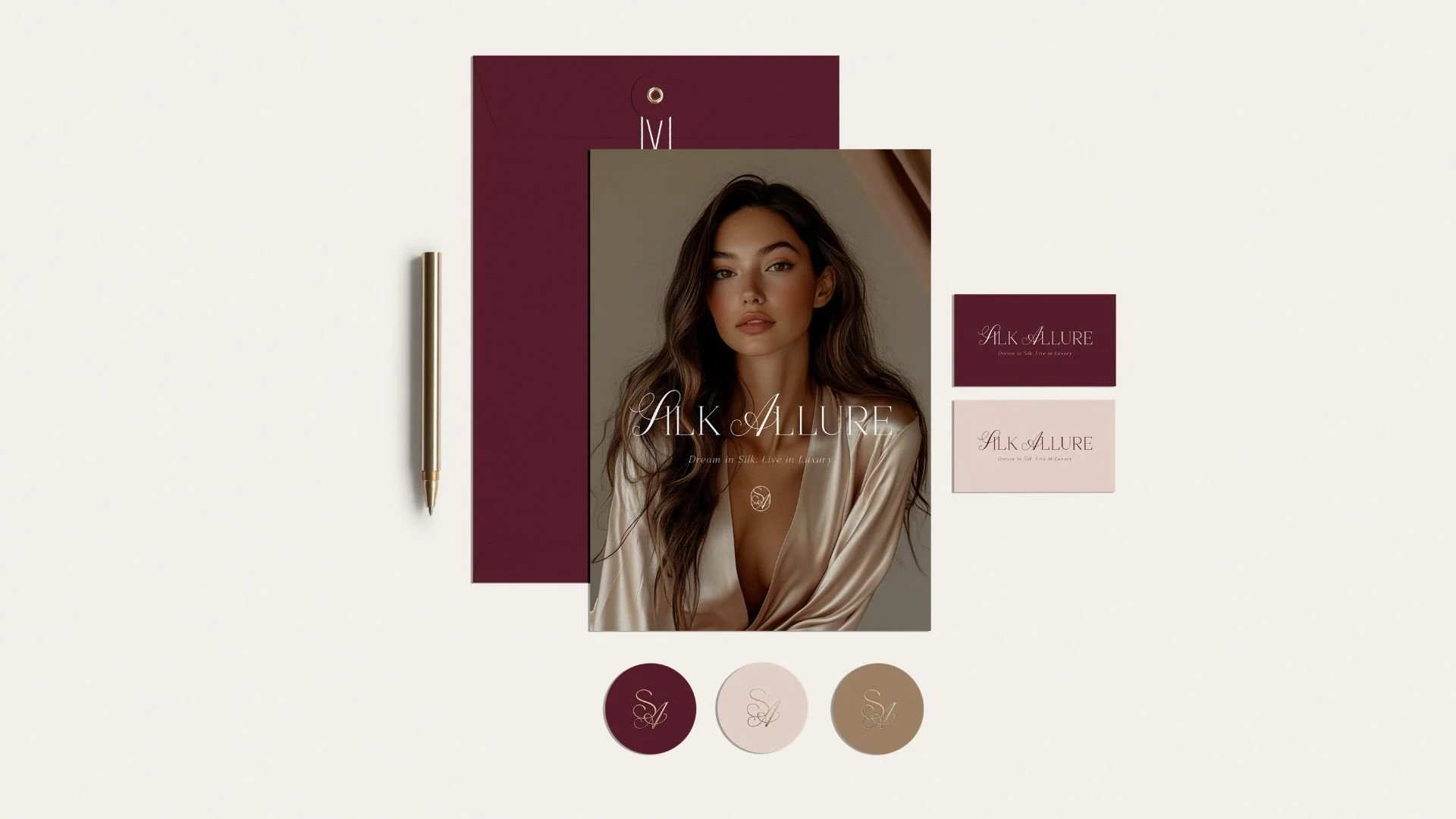 Elegant feminine branding showcasing minimal logo design, clean luxury visual elements and a refined timeless brand aesthetic.