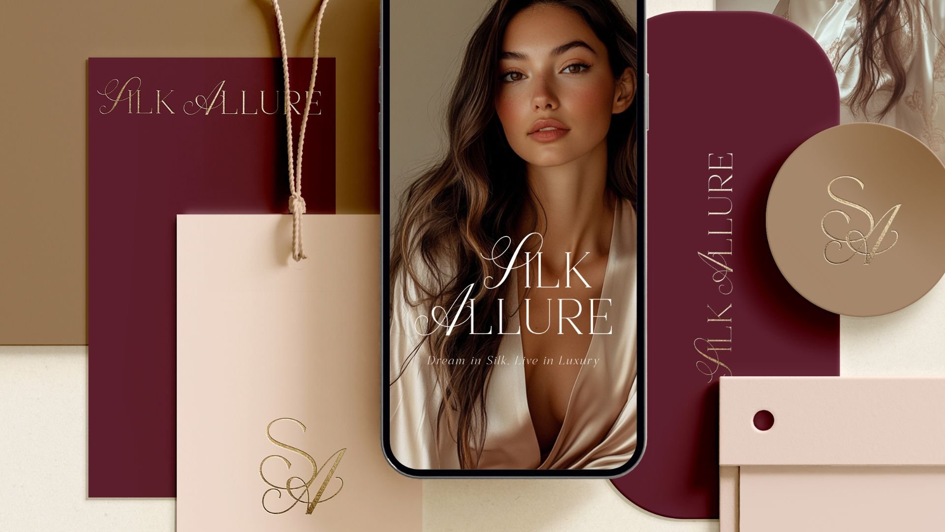Luxury feminine branding design showcasing a timeless minimalist brand identity with elegant typography, refined color palette and soft feminine aesthetic created through strategic brand design.