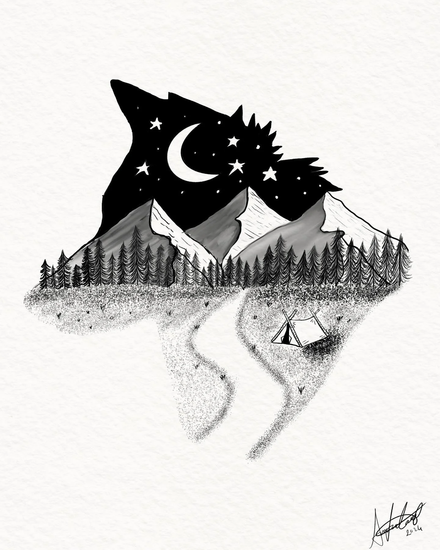 Here&rsquo;s my latest creation &ndash; a wolf&rsquo;s head with a peaceful, outdoor scene inside. 🐺

I&rsquo;ve always wanted to try this style, and it was such an enjoyable process to learn. Wolves are incredible animals, so underrated for their b