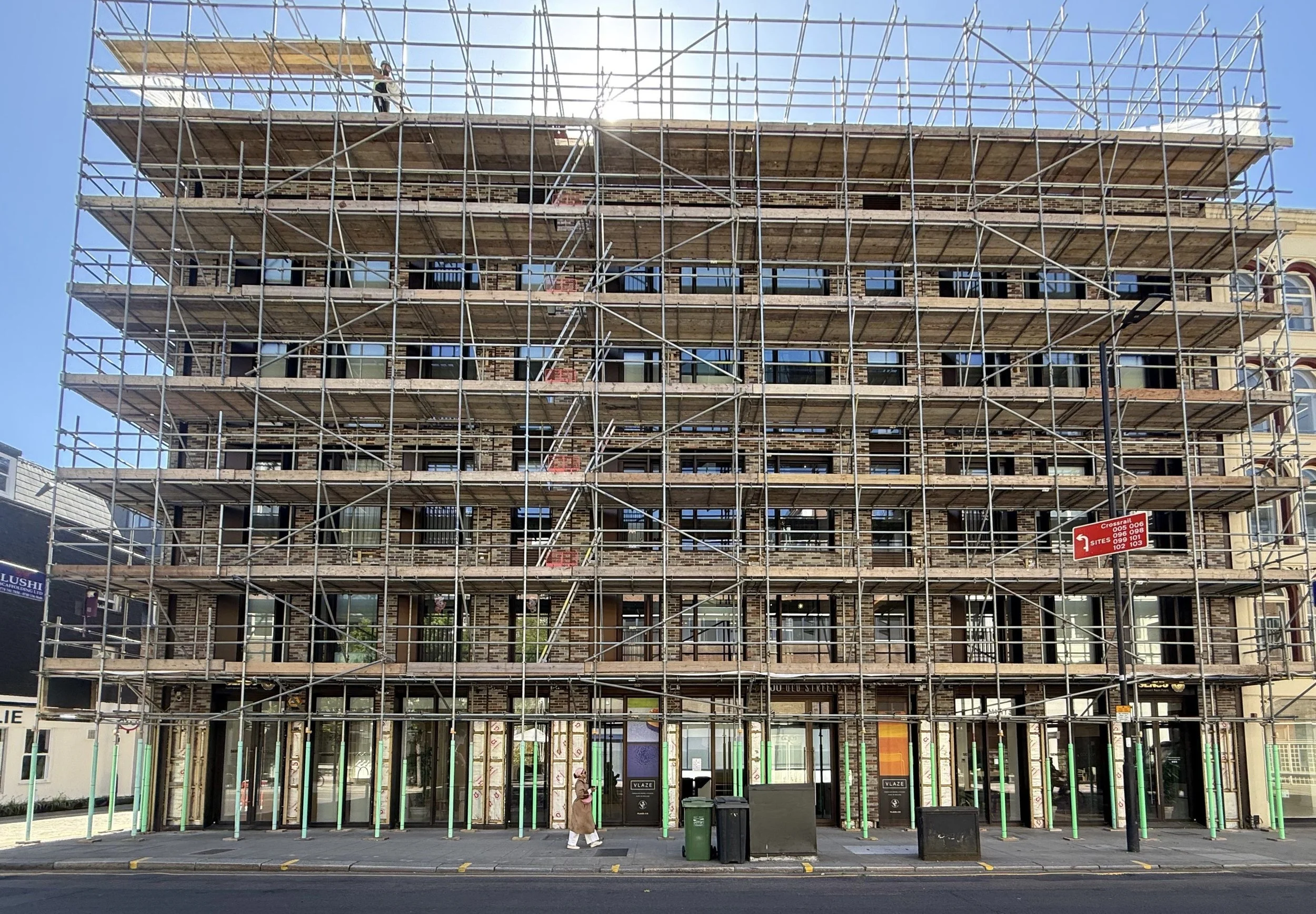 Cladding Remediation underway, scaffolded building