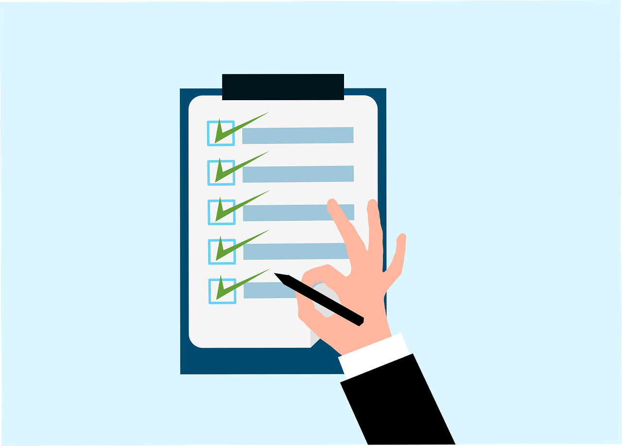 Checklist being completed during a comprehensive speech and language evaluation for a child.