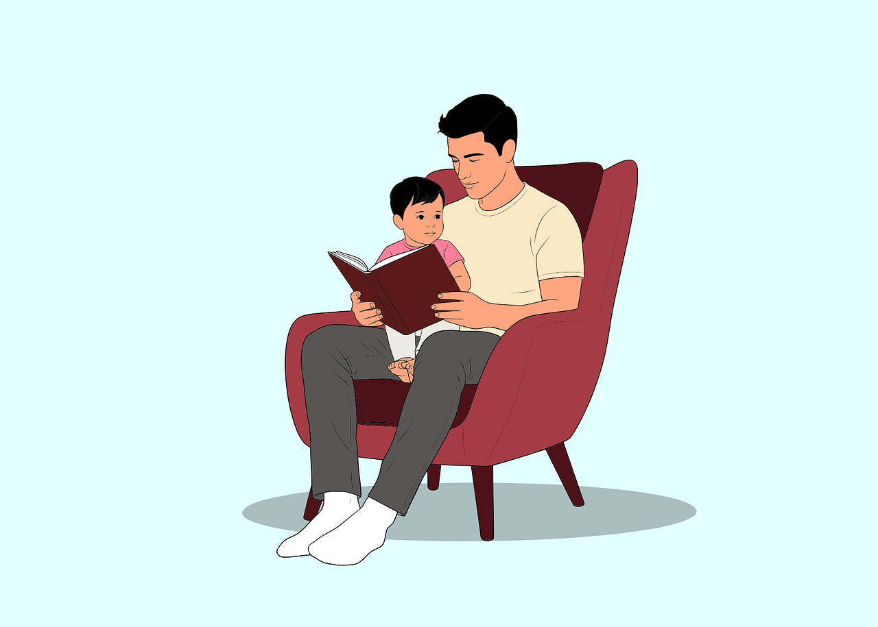 Parent reading with child to support speech and language development at home