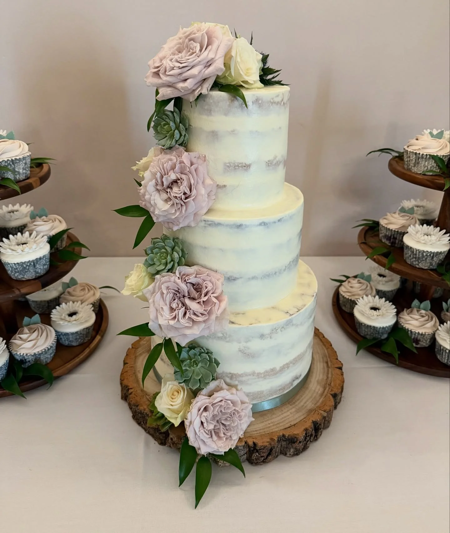 Congratulations to Jack &amp; Thomas who had a small intimate wedding @garthmylhall today.

All the cakes were made gluten free. 

The tiered semi naked cakes were decorated with flowers and foliage supplied by @coxon_moss 

#shropshire #powys #shrew