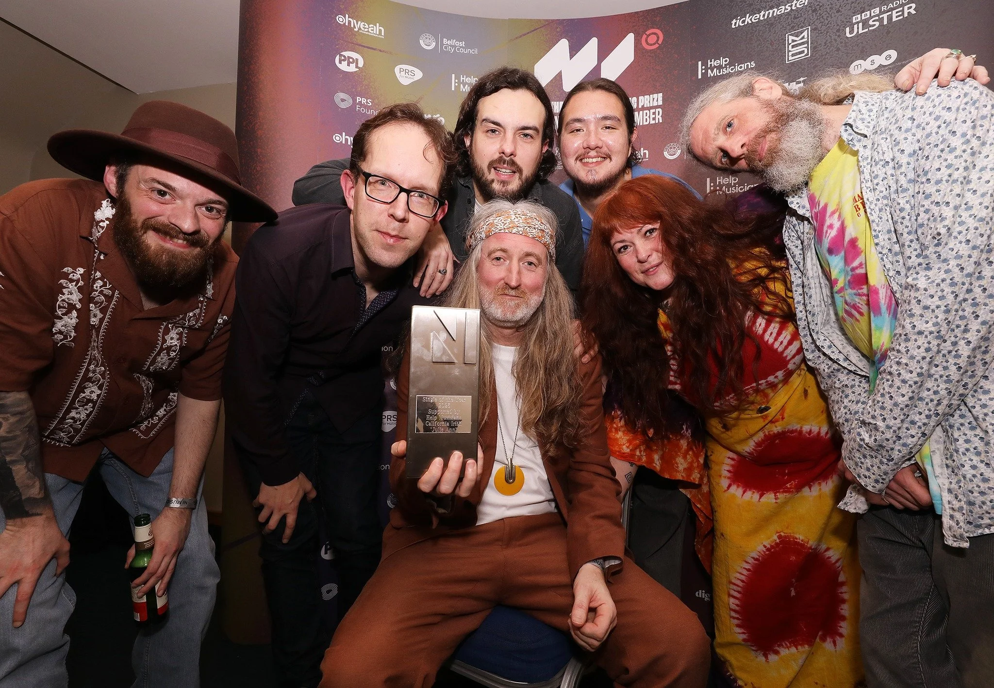 Backstage with the award