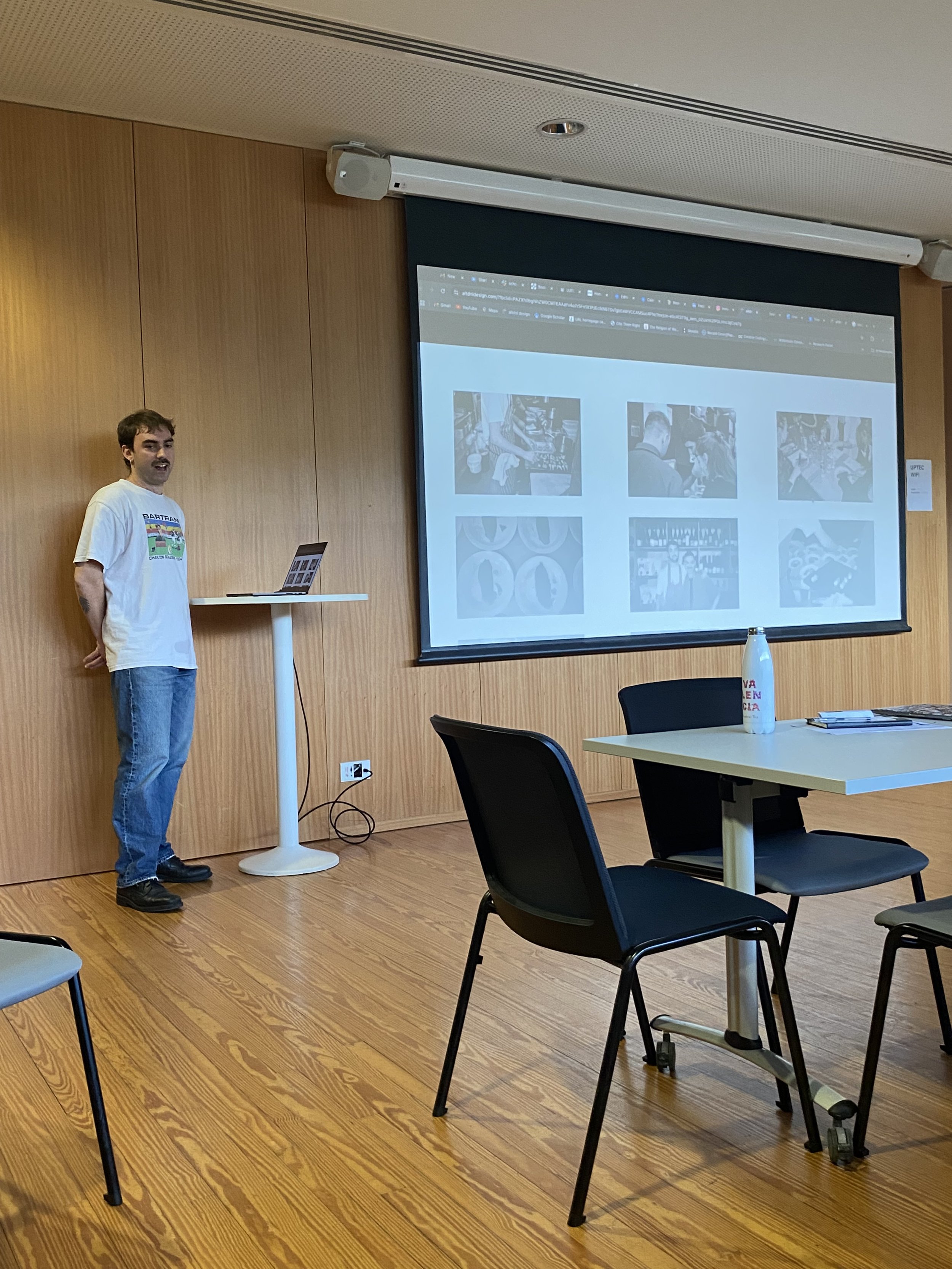 Presenting my design work to the group