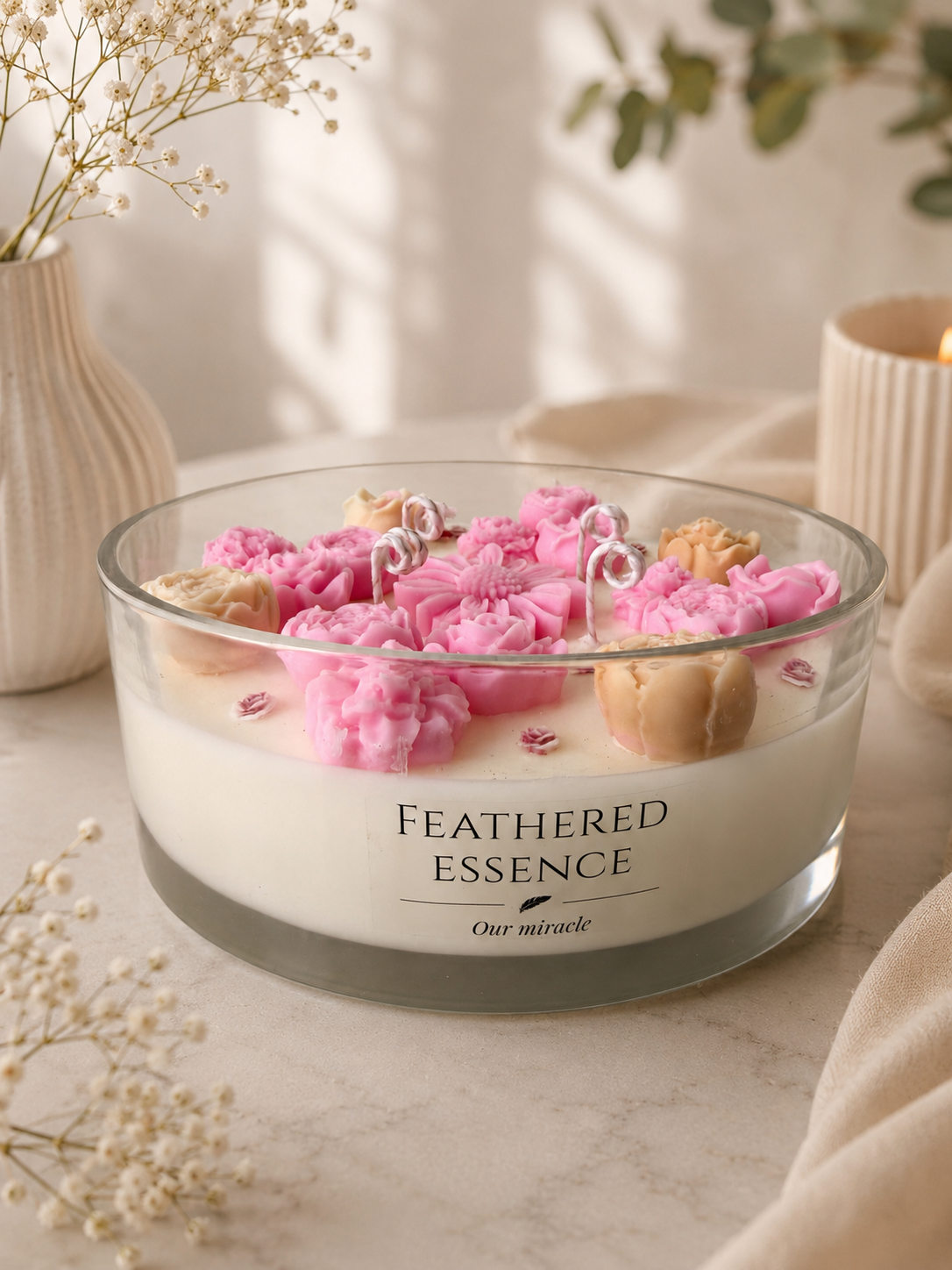 4 wick coffee table candle