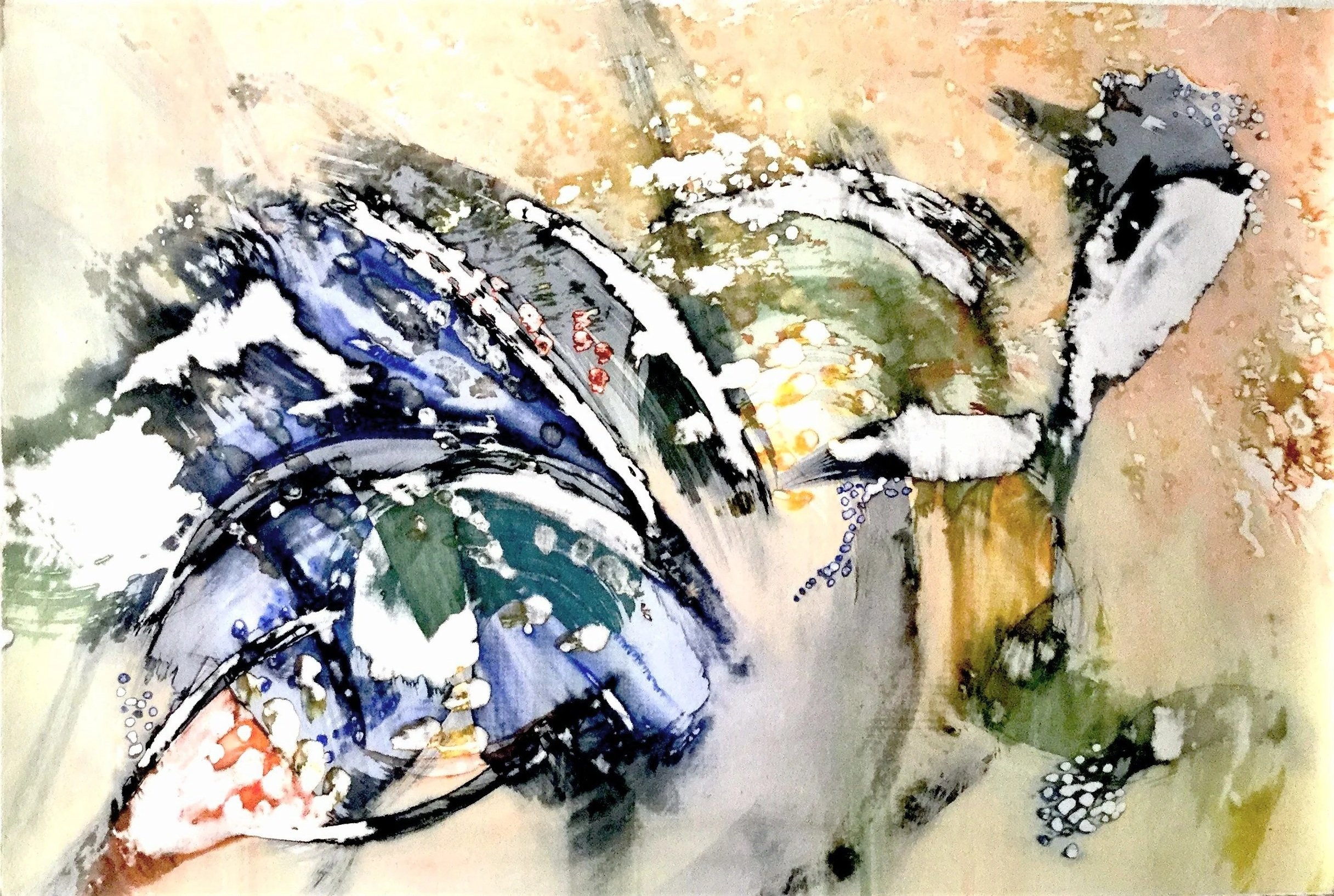 Vortex - mixed media monoprint, 15" x 22"