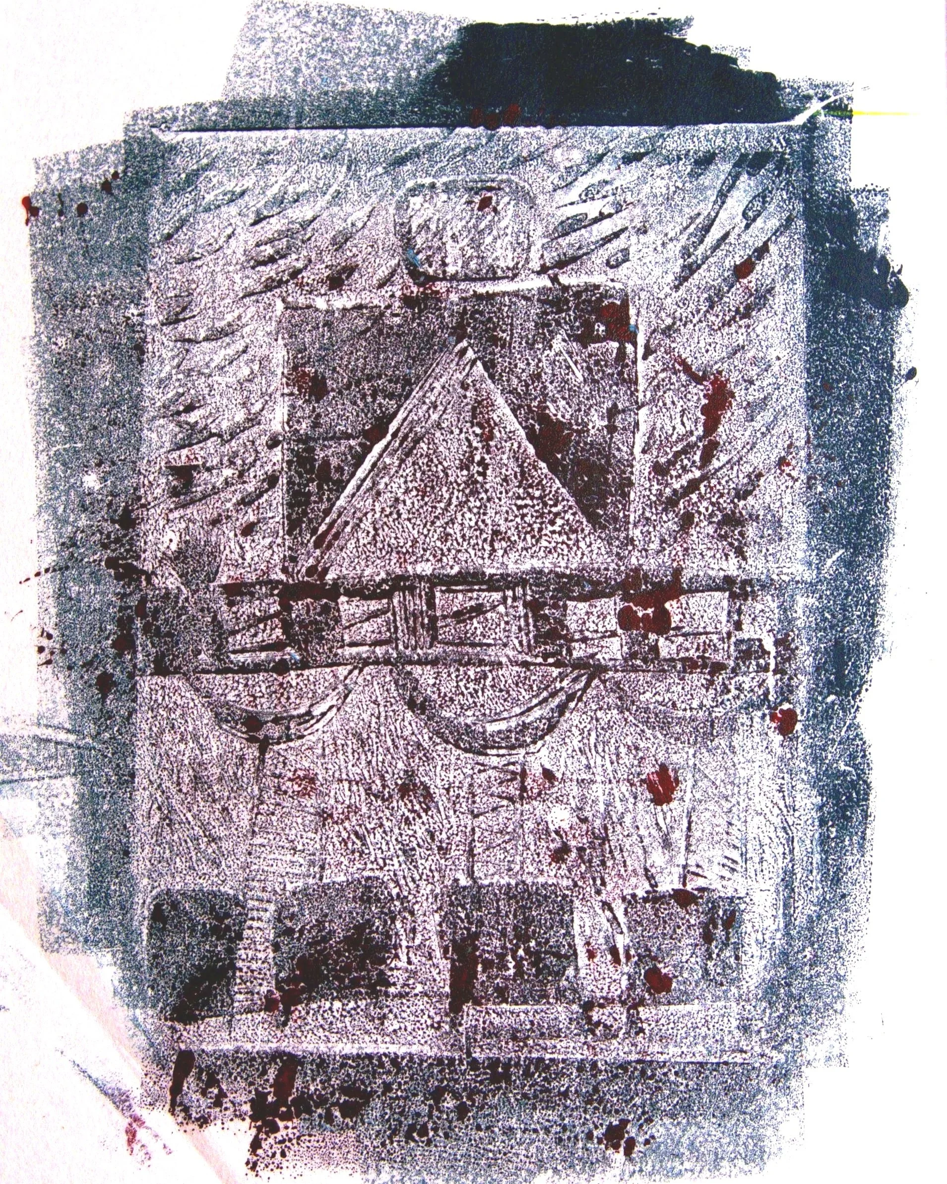 hand pulled monoprint -  image 10" x 8"  paper 14" x 11"
