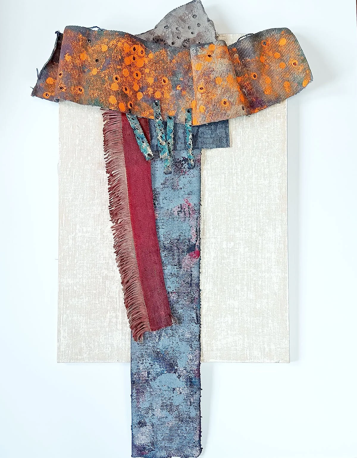 Oath, H38" x 24", mixed media and firehose, 1993