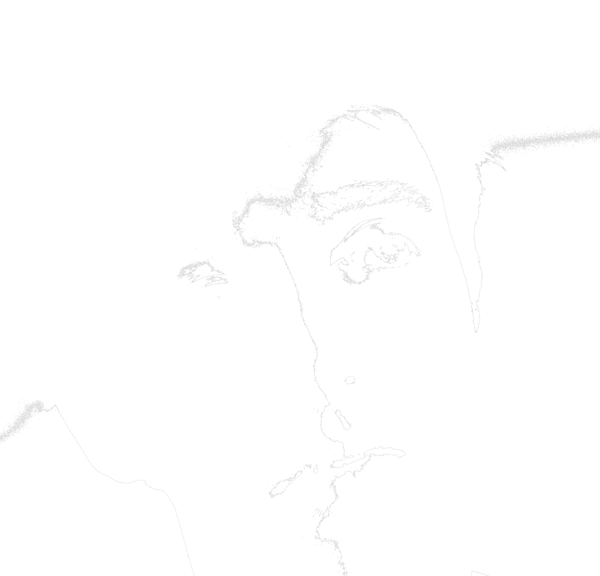 High-contrast black and white portrait of a person's face, highlighting one eye and part of the mouth with minimal detail.