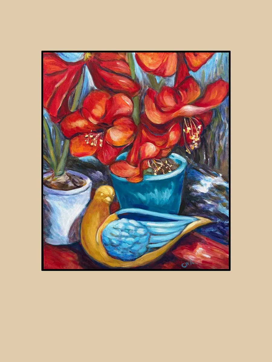 Amaryllis with Pottery