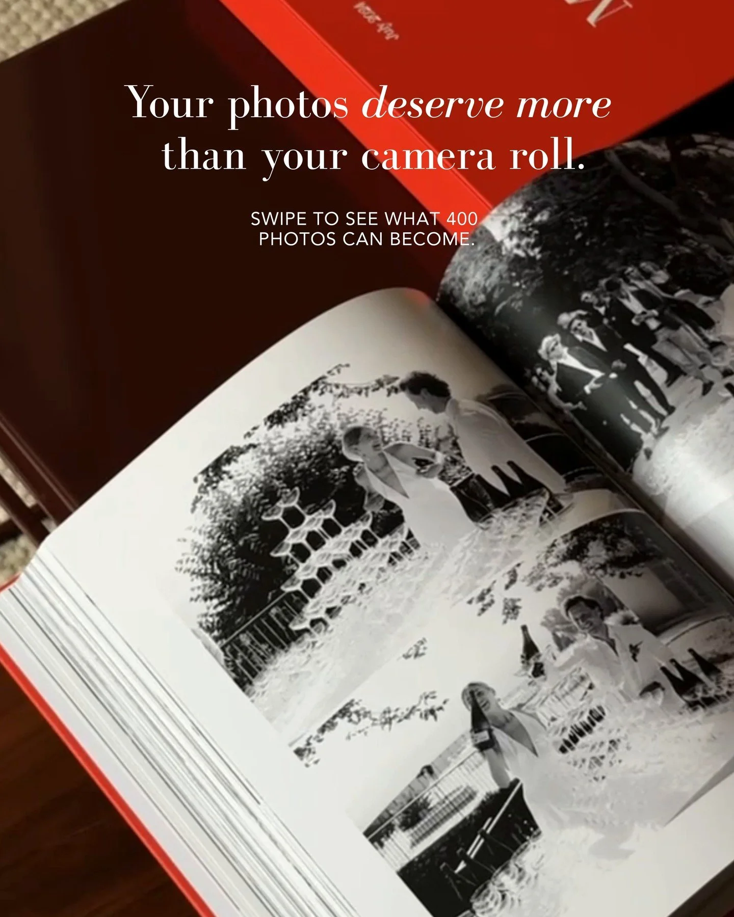 Most wedding photos never get printed. They sit in a camera roll, slowly forgotten. We think they deserve better. At Atelier Alba, you send us up to 400 photos &ndash; we design every single page, from start to finish. You choose your cover. We take 