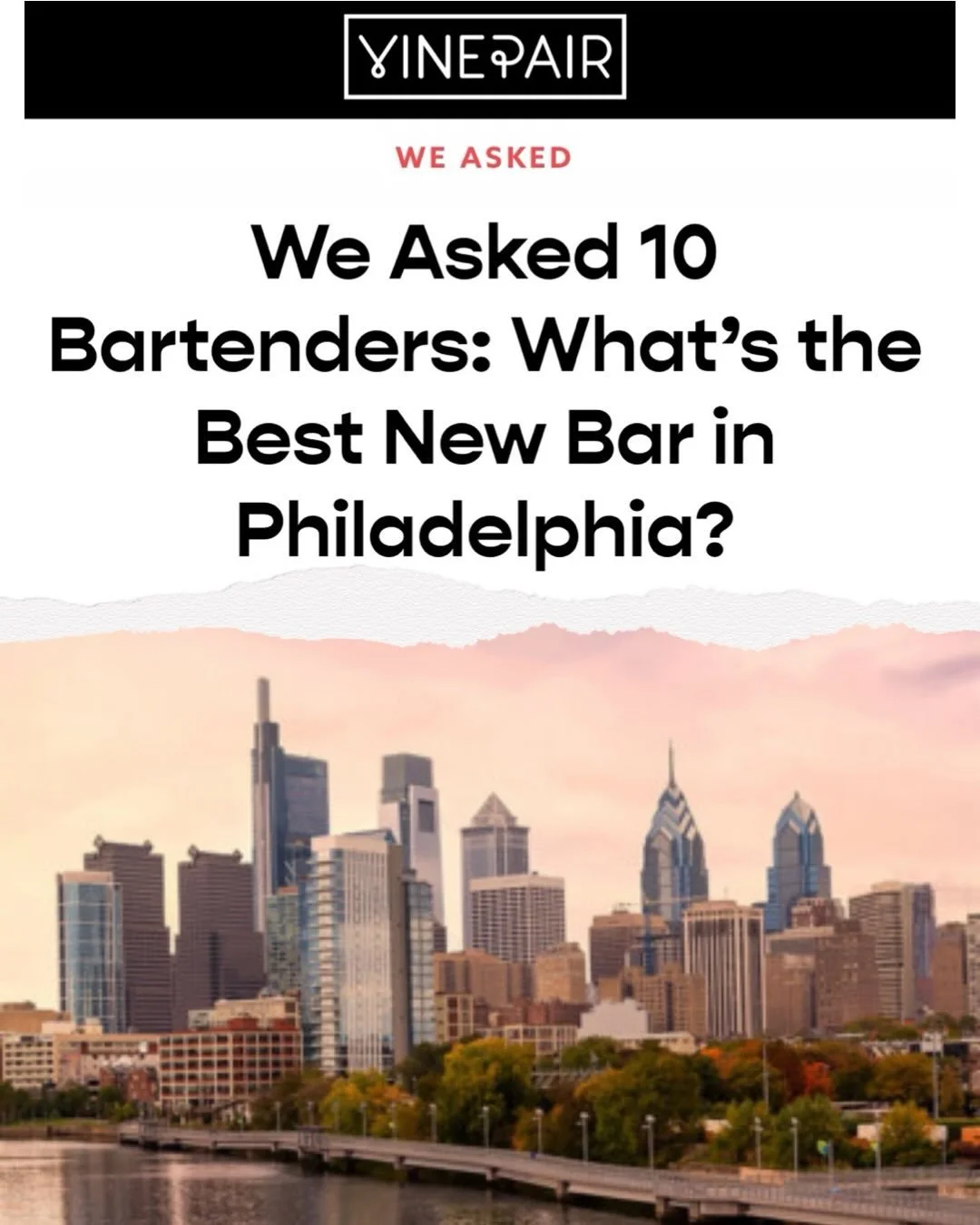 What an incredible honor to be named one of the best new bars in Philadelphia by our peers. Grateful for the recognition and a special thank you to @vinepair for the spotlight.