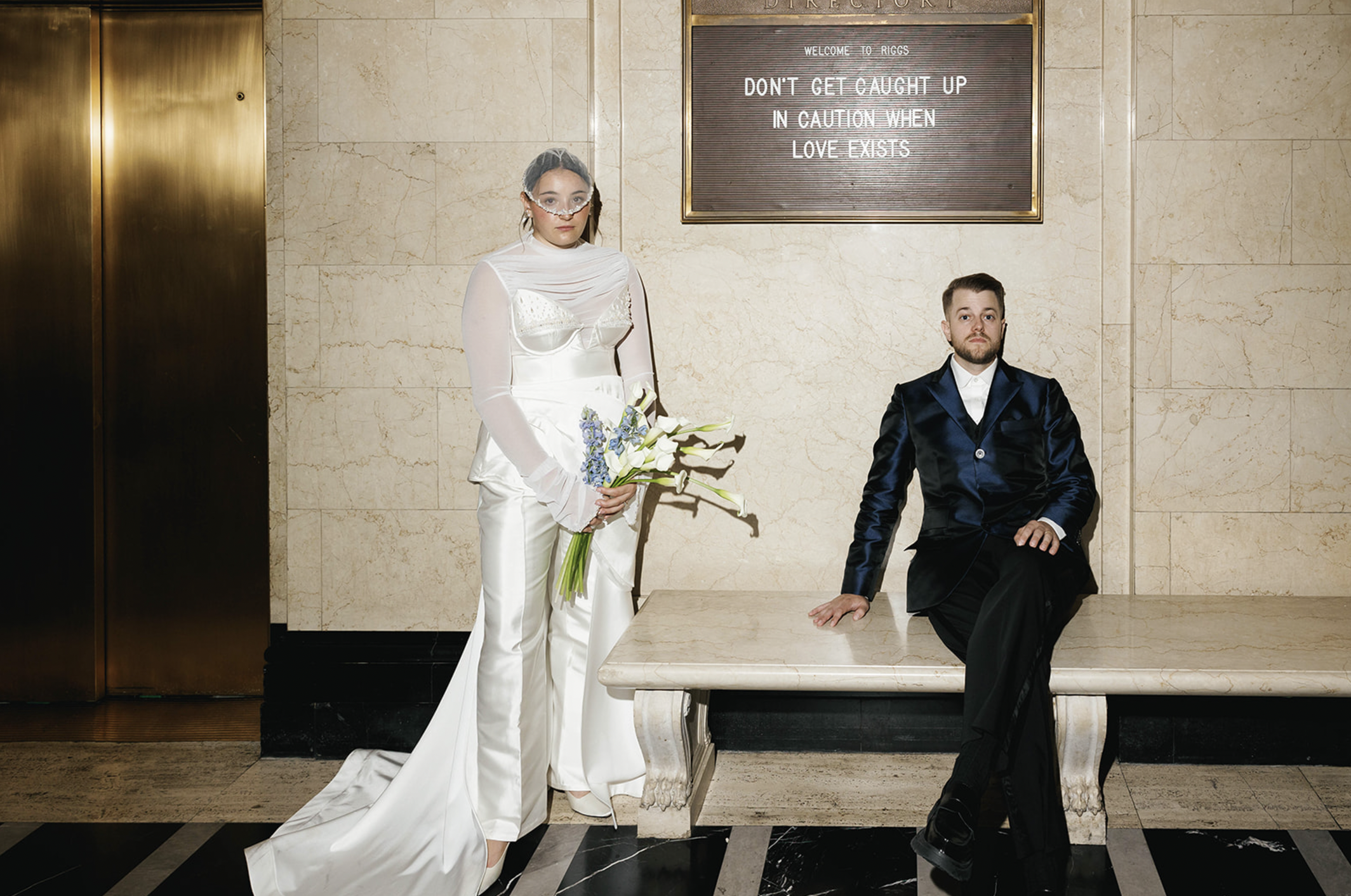 Lauren Piefer & Sal Hunter, Custom Suit & Custom Dress