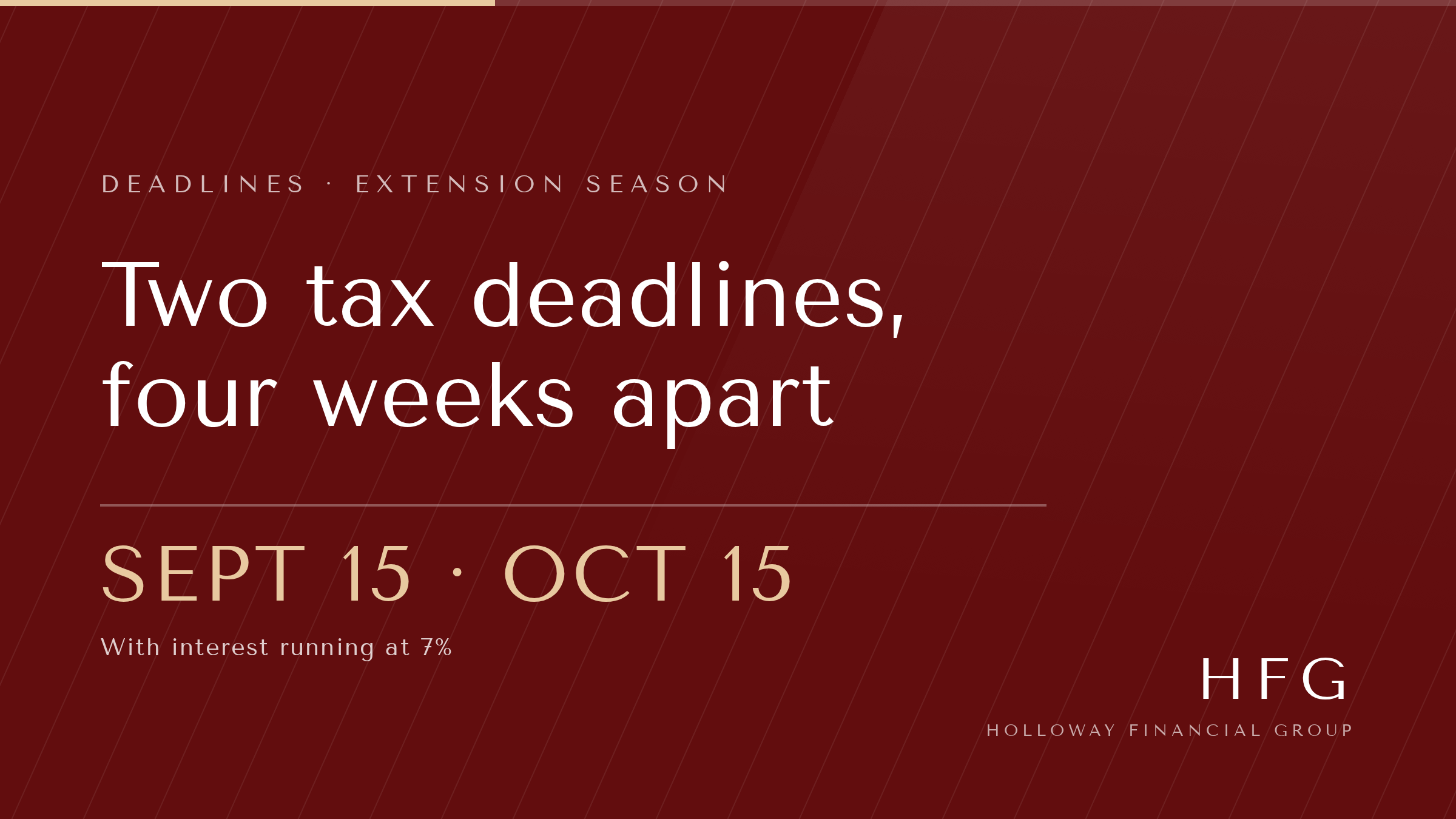 Two Tax Deadlines, Four Weeks Apart, and Interest Running at 7%