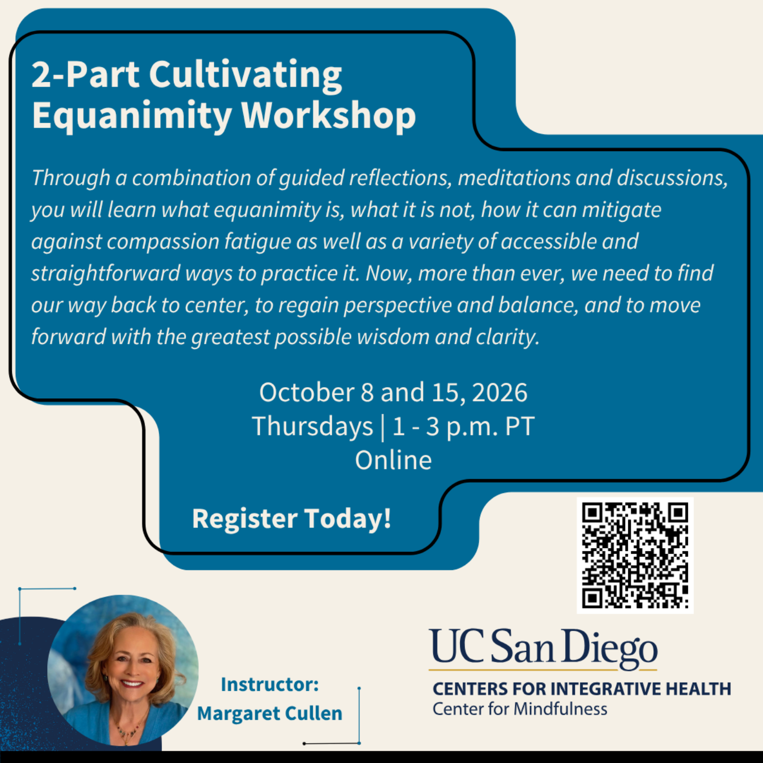 UCSD 2-Part Cultivating Equanimity Workshop (Online)