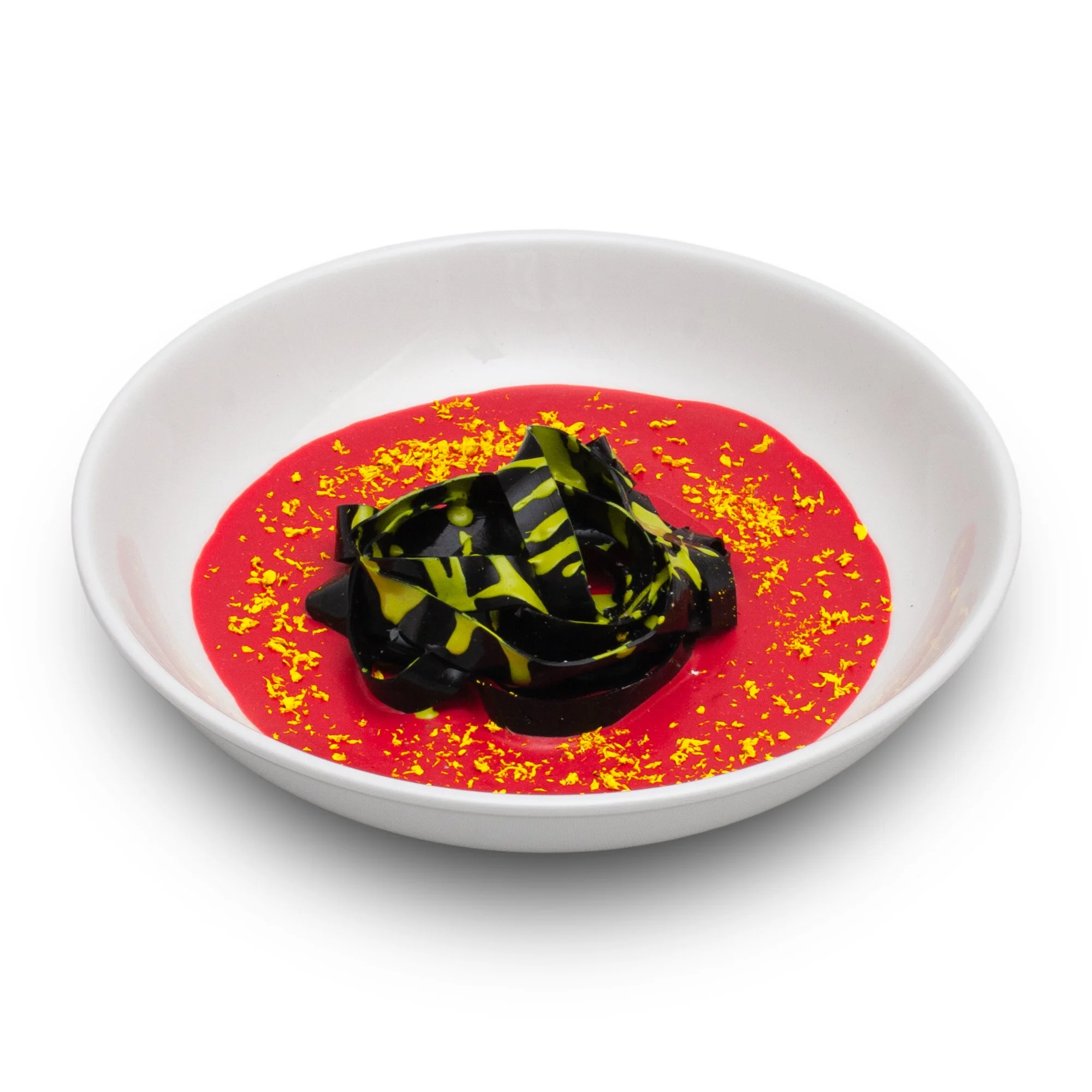 Ephemeral Food V - Abstract work - Silicon and acrylic on ceramic dish