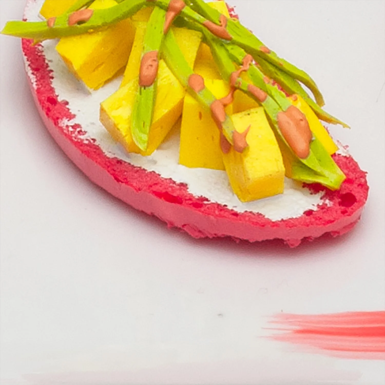 Ephemeral Food II - Detail 5 - Silicon and acrylic on ceramic dish