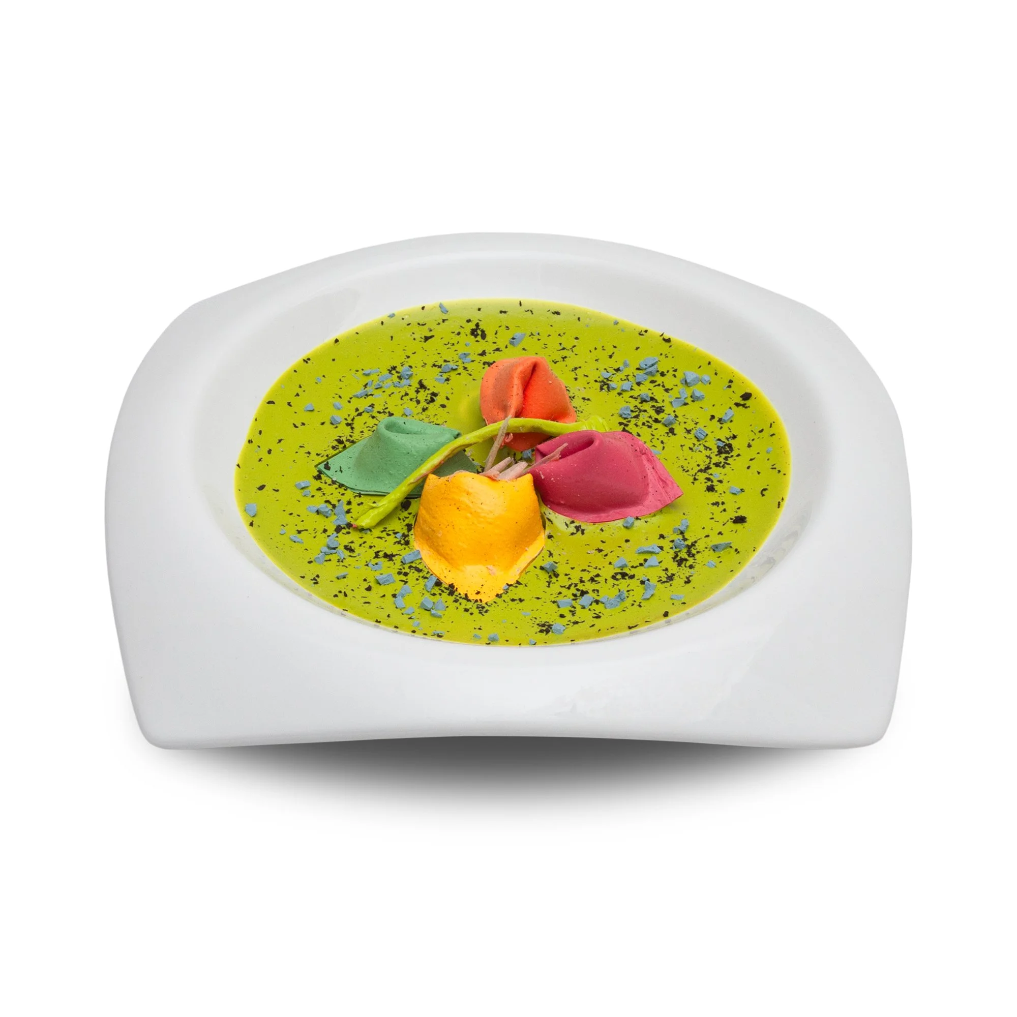 Ephemeral Food IV - Abstract work - Silicon and acrylic on ceramic dish