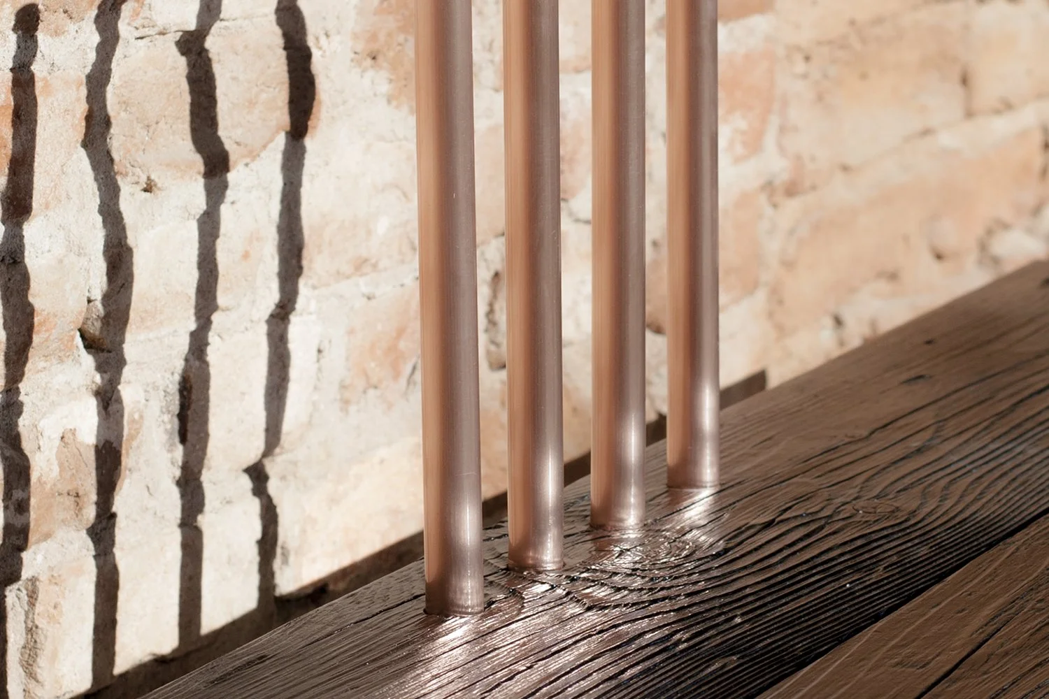 Assoluti 1 - Detail 2 - Paint on raw wood and copper tubes