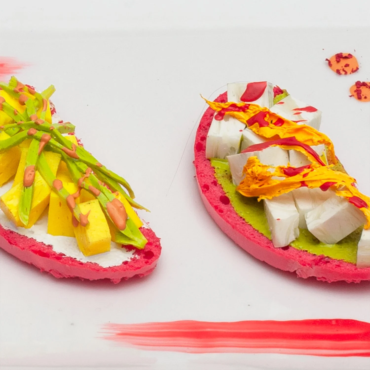 Ephemeral Food II - Detail 2 - Silicon and acrylic on ceramic dish