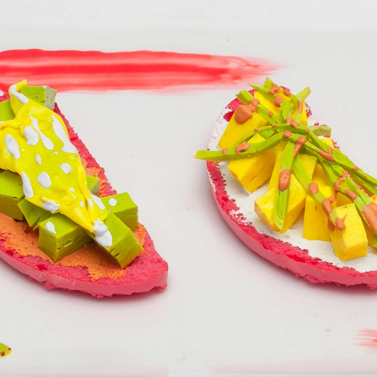 Ephemeral Food II - Detail 3 - Silicon and acrylic on ceramic dish