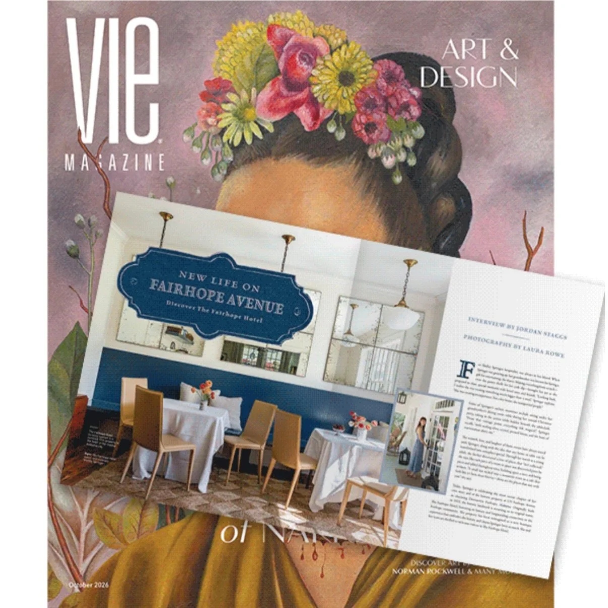 Thrilled to see this local treasure (+ days of styling &amp; shooting!) shine in @viemagazine this month!

@thefairhopehotel 
Written by @jordanlstaggs 
Styling @julialake 
Photography @laurarowephotography