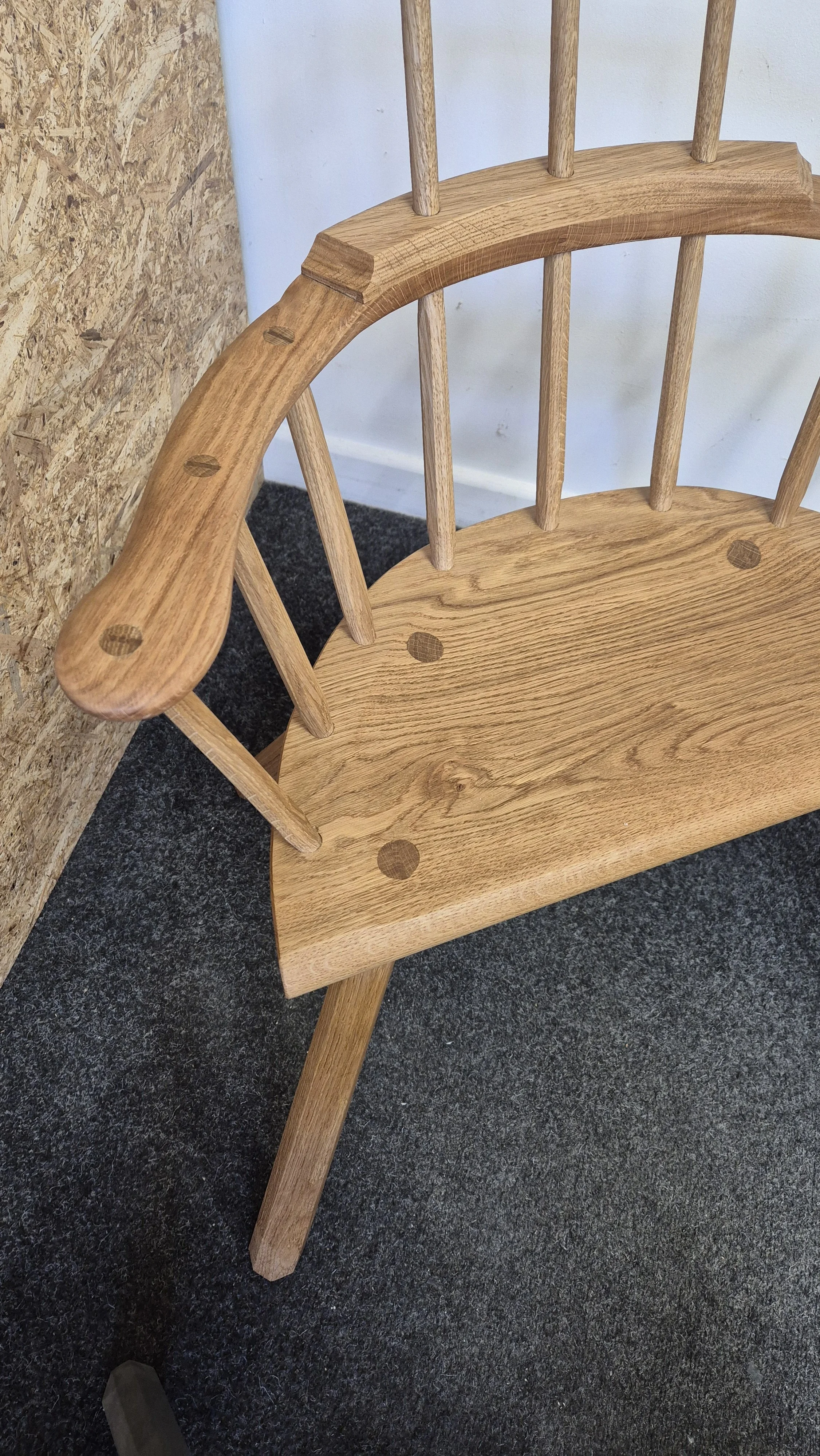 Three stick chair with oil finish