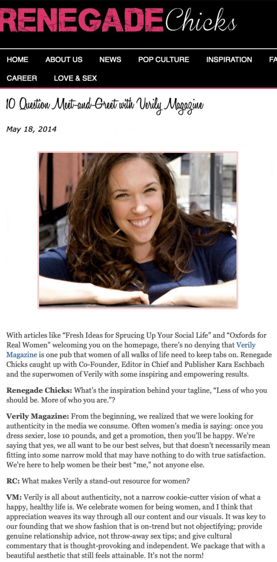 Renegade Chicks – 10 Question Meet and Greet with Verily Magazine Co-Founder and Editor-in-Chief
