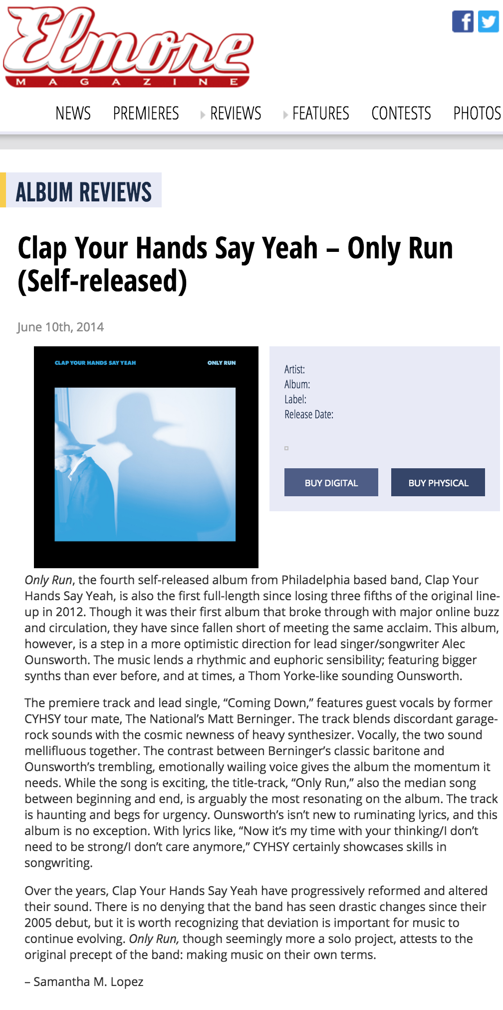 Clap Your Hands Say Yeah - Only Run Album Review