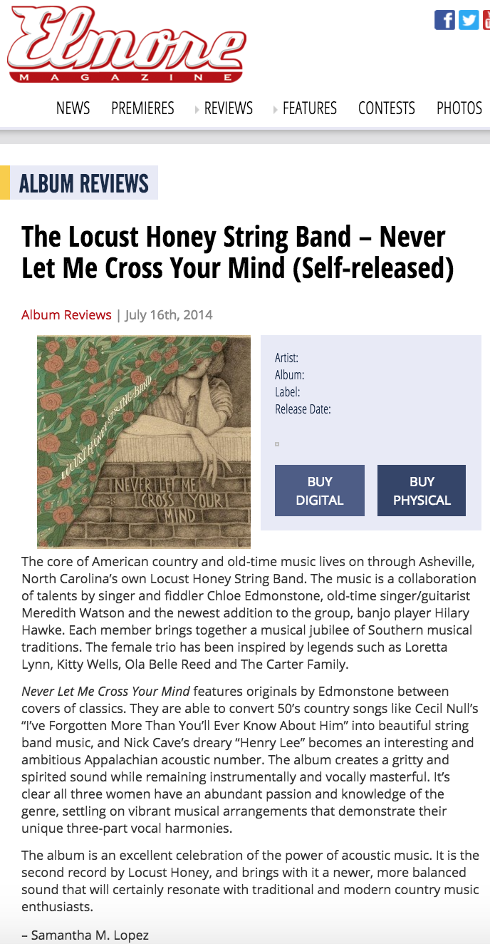 Elmore Magazine - Locust Honey String Band Album Review