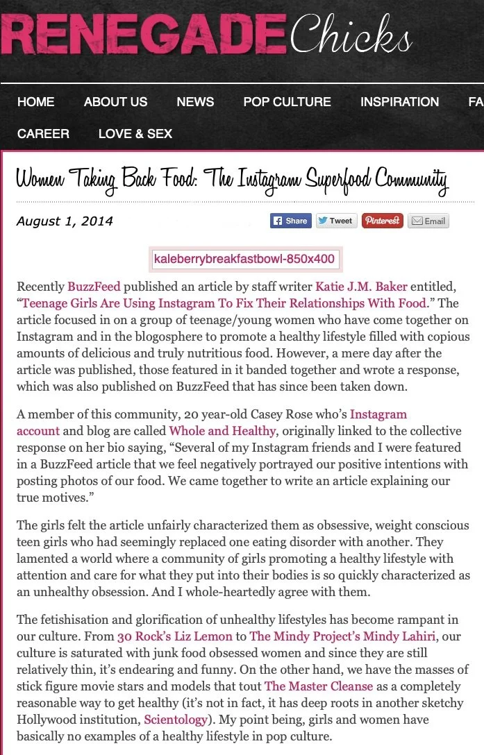 Renegade Chicks – Women Taking Back Food: The Instagram Superfood Community