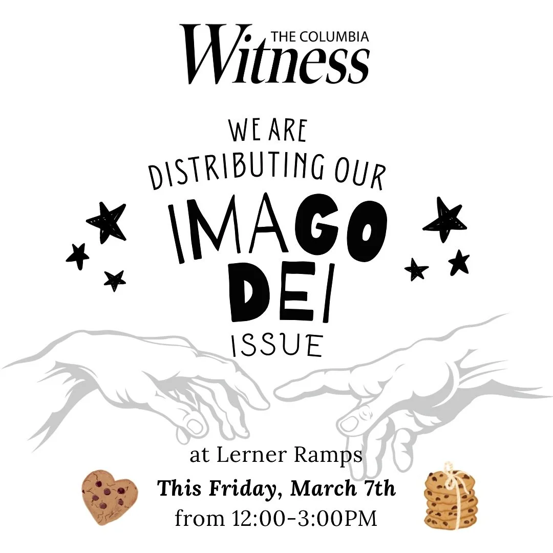 Catch us at Lerner this Friday for some fresh cookies from Hungarian, and a copy of our latest issue Imago Dei! 🍪🌟