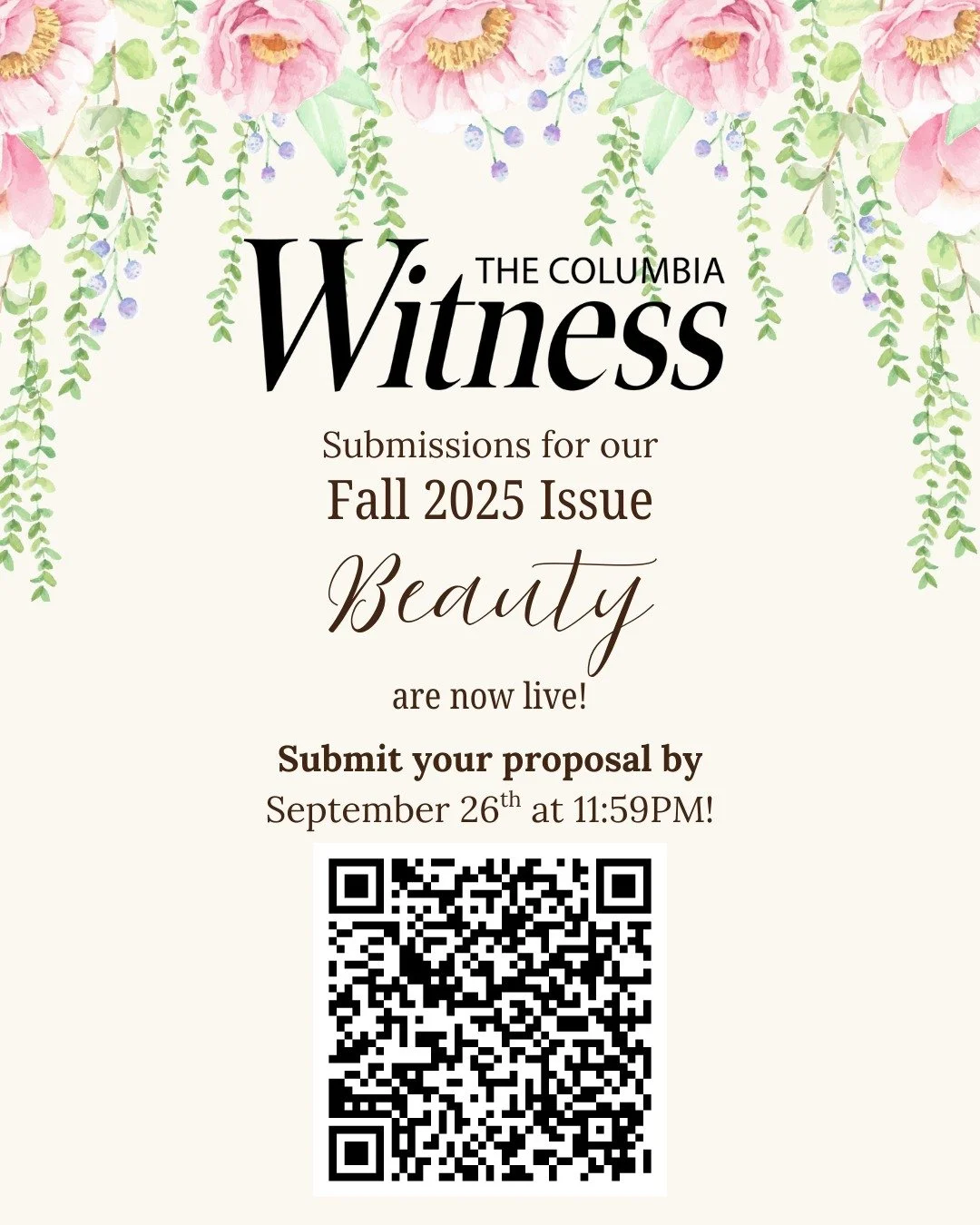 What does beauty look like to you? Share your vision. Fall 2025 proposals now open until September 26th at 11:59 PM! 💐