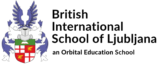 The black background features a crest with a lion, a shield with various symbols, and decorative wings on either side.